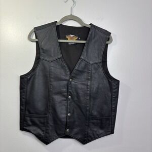 Harley Davidson Women's Leather Vest Size Medium Snap Front